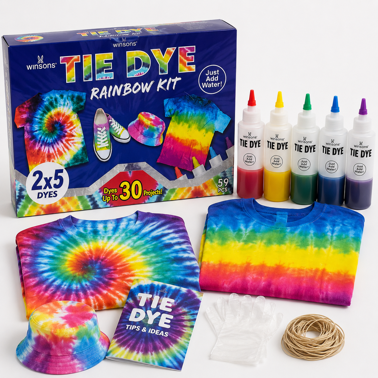 Ensemble Tie-Dye Rainbow – 59 pièces | Jusqu’à 30 créations